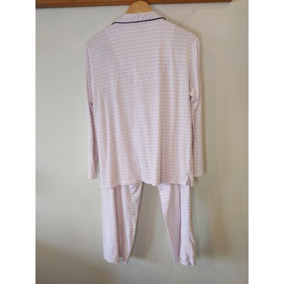 Laura Ashley Pajama Set Pink Striped Scottie Dog 2pc PJs Cotton L Sleepwear - Picture 2 of 8